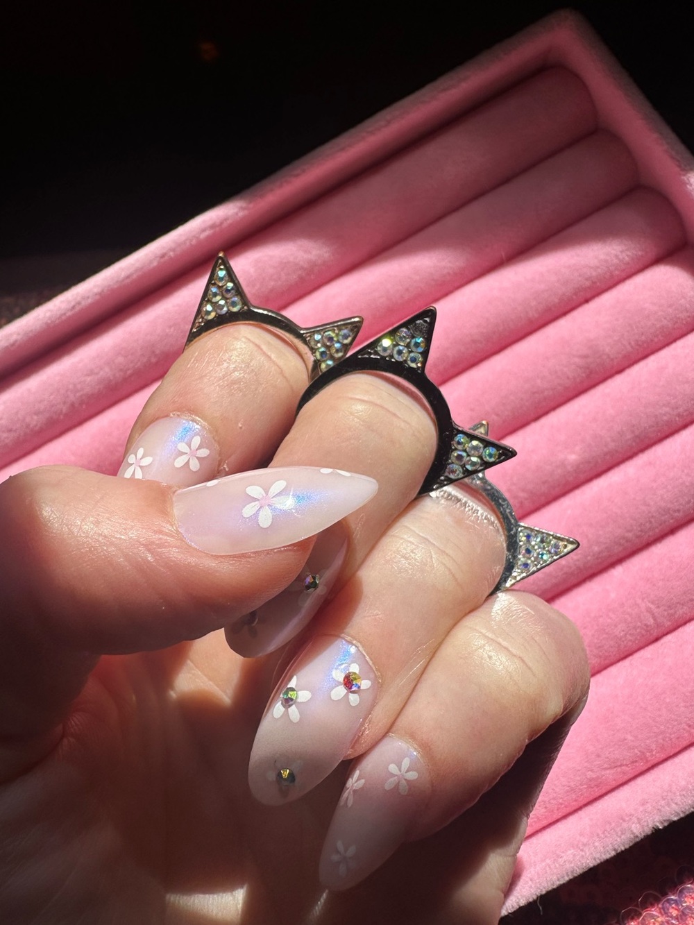 Prism • Iridescent Rhinestone Cat Ear Rings